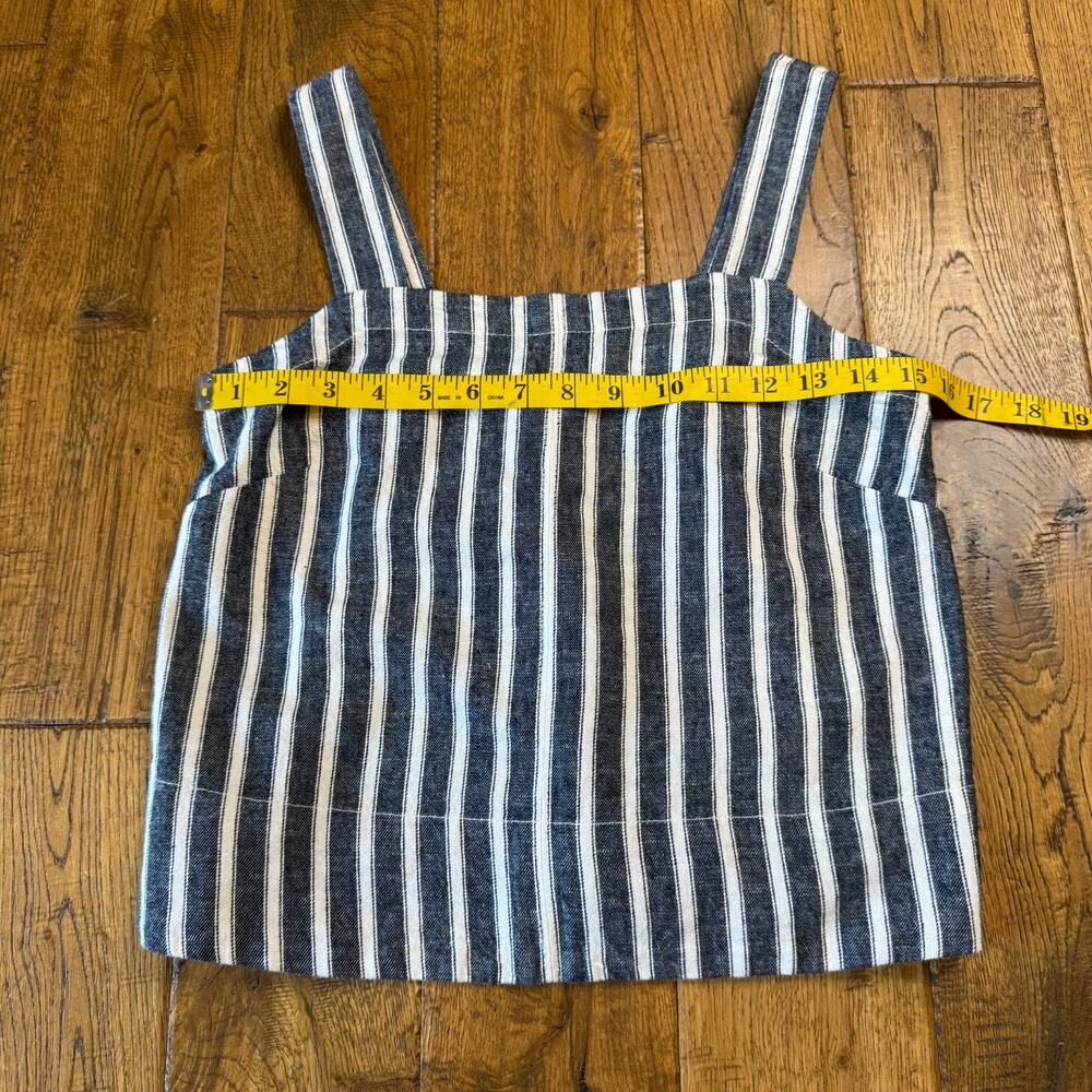 Madewell Women Square-Neck Linen Blend Striped Sleeve Top NWT Coastal Chic XXSd - Picture 3 of 6